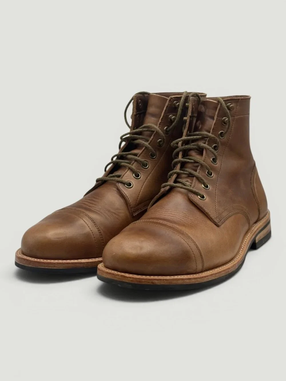 Oak Street Bootmakers Trench Boot Size 9 Natural Chromexcel Cap Toe